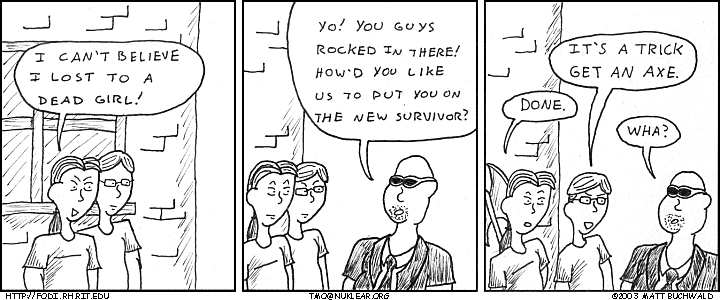 Comic graphic for 2003-09-23: Axe in a Can