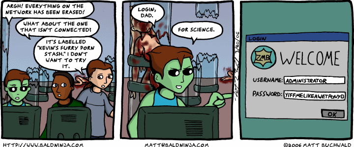 Comic graphic for 2006-03-20: ZMB Must Have Poor Security Protocols
