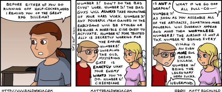Comic graphic for 2011-03-02: An Excuse to Spout Off RPG ClichÃ©s